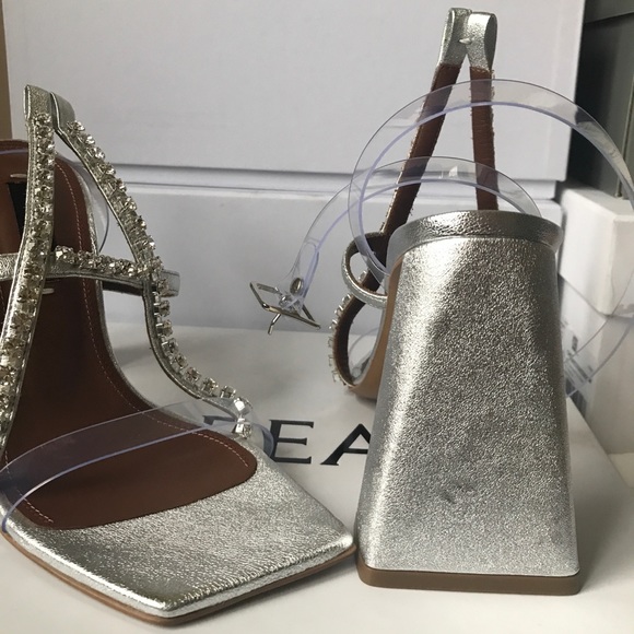 AREA Pvc & Metallic Leather Sandals In Silver - Picture 6 of 8